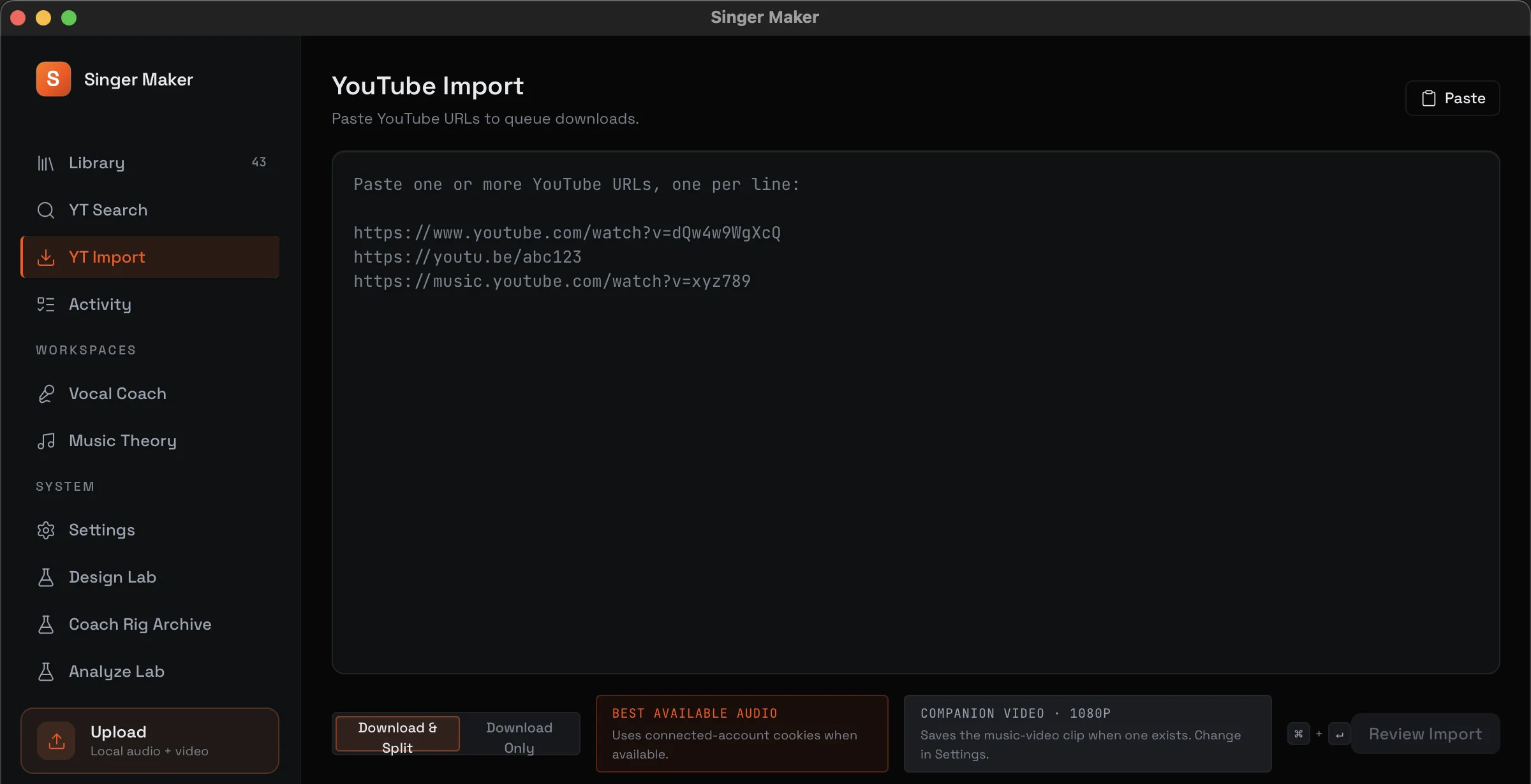 Singer Maker real local song upload choices